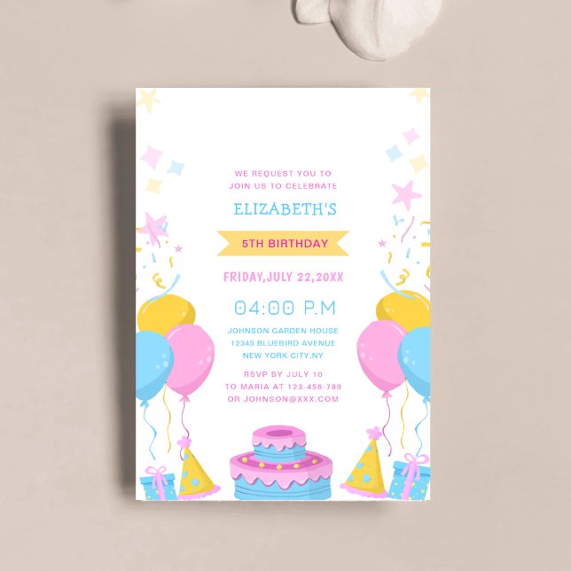 colorful  cute kid's birthday  invitation (Creator Uploaded)