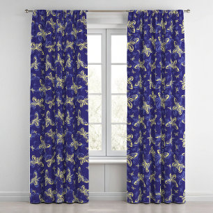 Colorful Cute Kids Blue Yellow Butterfly Pattern Blackout Curtains