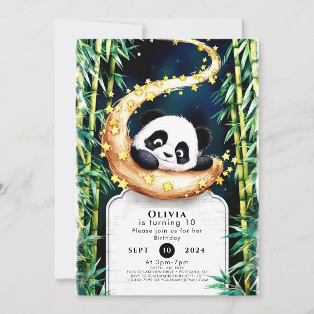 Colorful Cute Kids' Panda Birthday Invitation (Front)