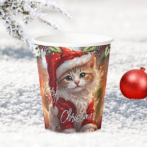 Colorful Cute Kitten Christmas Paper Cups