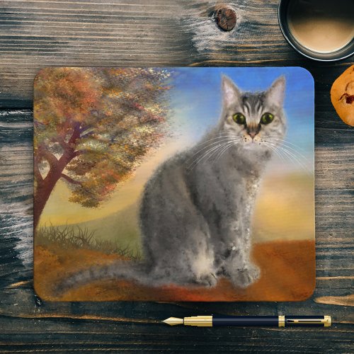 Colorful Cute Kitty Fine Art Mouse Pad