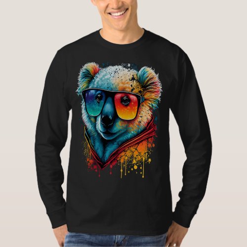 Colorful Cute Koala with Sunglasses Animal T_Shirt