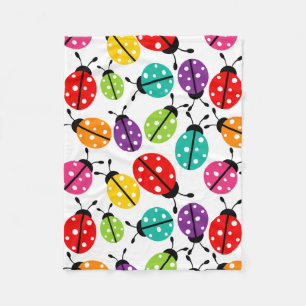 Colorful Cute Lady Bug Seamless Pattern Fleece Blanket