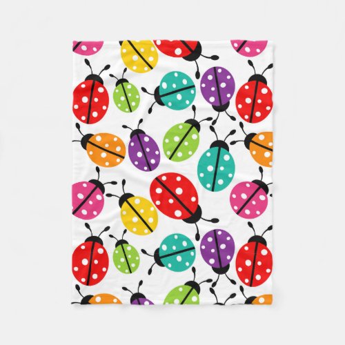Colorful Cute Lady Bug Seamless Pattern Fleece Blanket