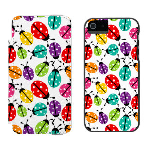 Colorful Cute Lady Bug Seamless Pattern Wallet Case For iPhone SE/5/5s