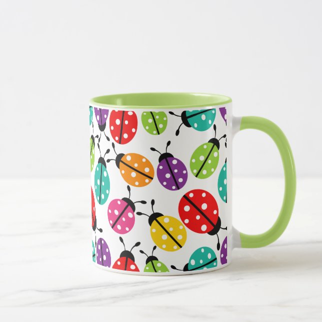 Colorful Cute Lady Bug Seamless Pattern Mug (Right)