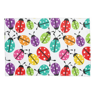 Colorful Cute Lady Bug Seamless Pattern Pillowcase