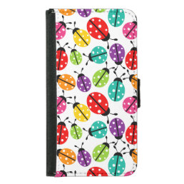 Colorful Cute Lady Bug Seamless Pattern Wallet Phone Case For Samsung Galaxy S5