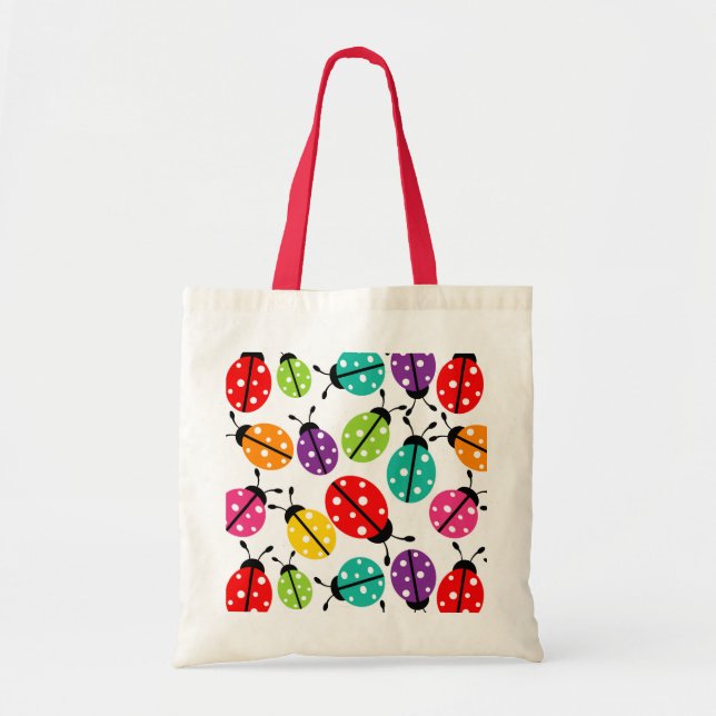 Colorful Cute Lady Bug Seamless Pattern Tote Bag (Front)