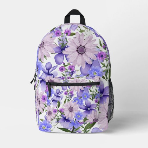 Colorful Cute Lavender Daisies Ferns Pattern  Printed Backpack