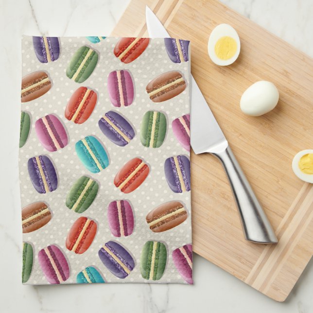 Colorful Cute Macaroons Pattern Kitchen Towel (Quarter Fold)