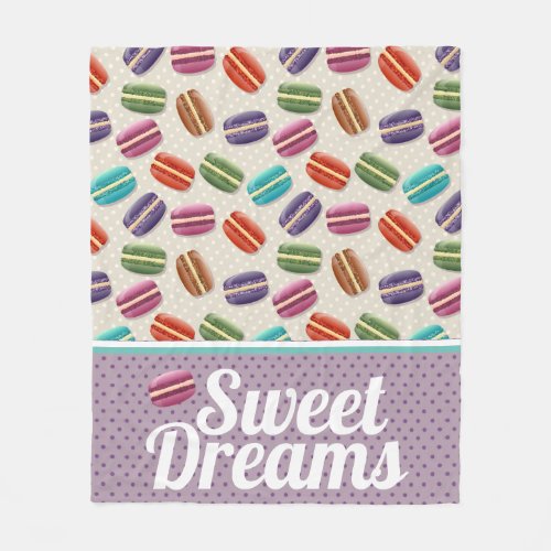 Colorful Cute Macaroons Sweet Dreams Pattern Fleece Blanket
