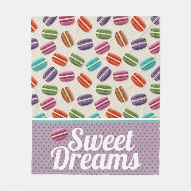 Colorful Cute Macaroons Sweet Dreams Pattern Fleece Blanket (Front)