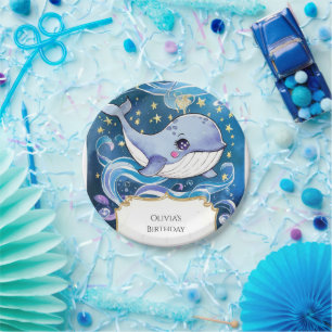 Colorful Cute Magical Whale Birthday Paper Plates