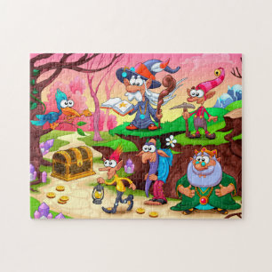 Colorful Cute Magical Wizard Treasure Jigsaw Puzzle