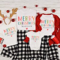 Colorful Cute Merry Christmas Matching Family