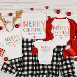 Colorful Cute Merry Christmas Matching Family T-Shirt