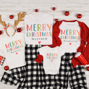 Colorful Cute Merry Christmas Matching Family T-Shirt