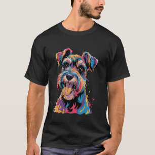 Colorful Cute Miniature Schnauzer Pop Art Dog Mom T-Shirt