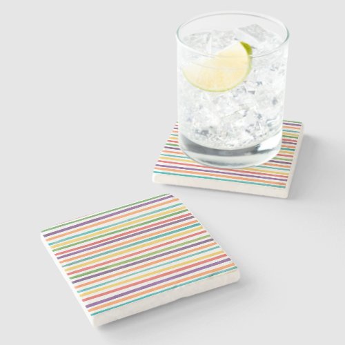 Colorful cute modern stripes pattern stone coaster