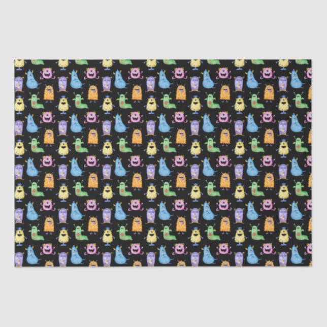 Colorful Cute Monsters Tissue Paper (Front)