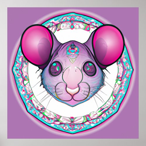 Colorful Cute Mouse Mandala Unique Interesting Poster