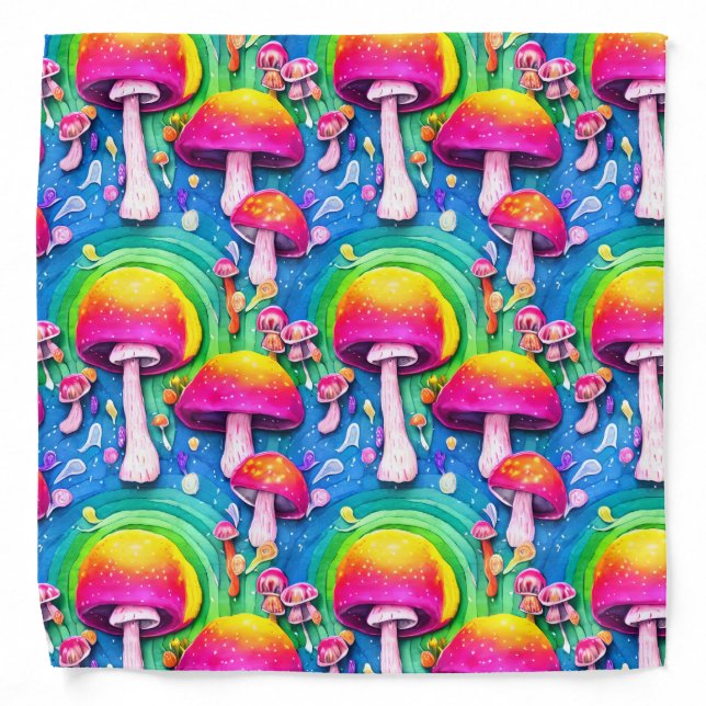 Colorful Cute Mushroom Seamless Pattern Bandana (Front)