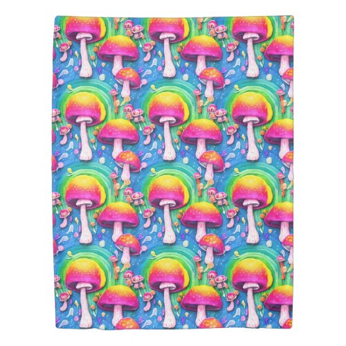 Colorful Cute Mushroom Seamless Pattern Duvet Cover