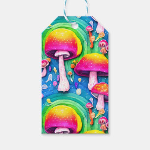 Colorful Cute Mushroom Seamless Pattern Gift Tags