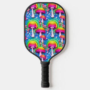 Colorful Cute Mushroom Seamless Pattern Pickleball Paddle