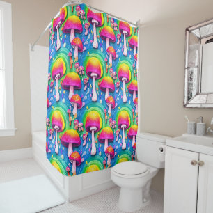 Colorful Cute Mushroom Seamless Pattern Shower Curtain