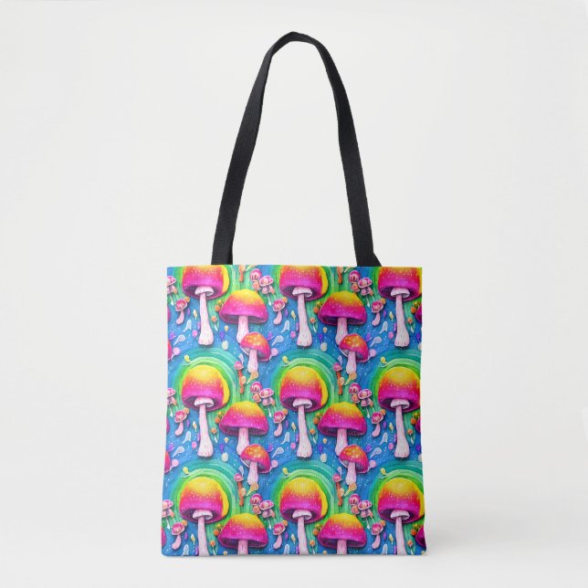 Colorful Cute Mushroom Seamless Pattern Tote Bag (Front)