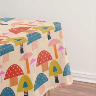 Colorful cute mushrooms tablecloth
