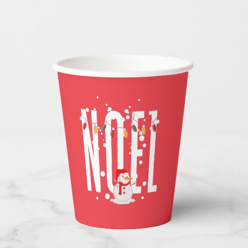 Colorful Cute Noel Christmas Quote Snowman Modern Paper Cups