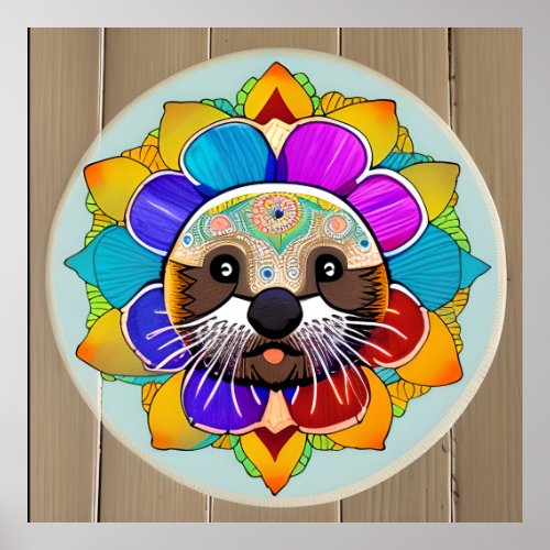 Colorful Cute Otter Mandala Boho Poster