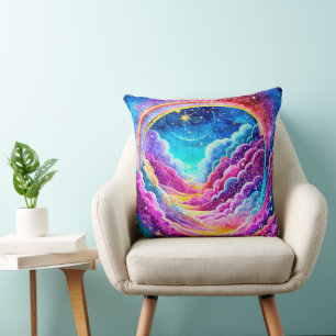 COLORFUL CUTE OUTER SPACE DESIGN THROW PILLOW