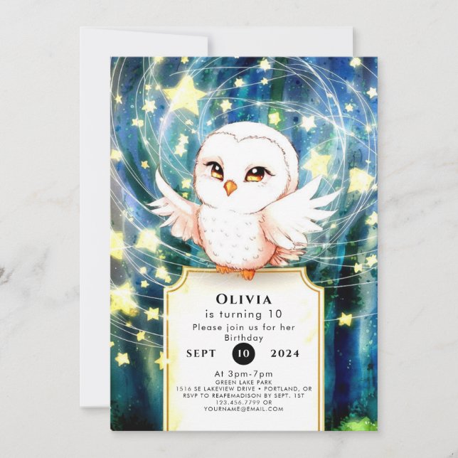 Colorful Cute Owl Birthday Invitation (Front)