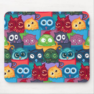 Colorful cute owl pattern mouse pad