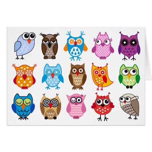 Colorful cute owls cards (Front Horizontal)