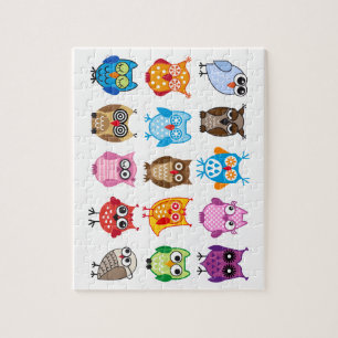 Colorful cute owls jigsaw puzzle