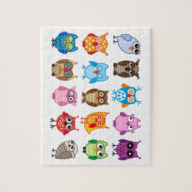 Colorful cute owls jigsaw puzzle (Vertical)