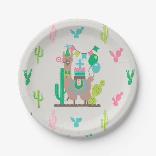 Colorful cute party llama paper plates paper plates