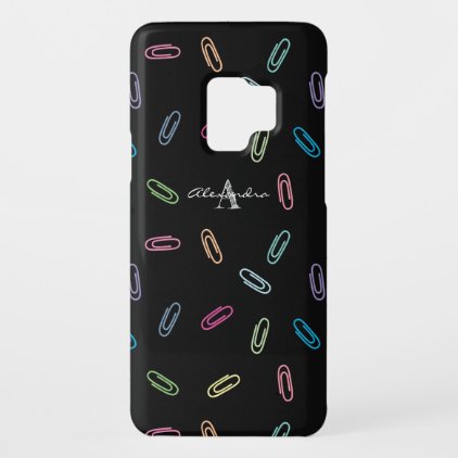 Colorful Cute Pastel Paper Clips Pattern Monogram Case-Mate Samsung Galaxy S9 Case