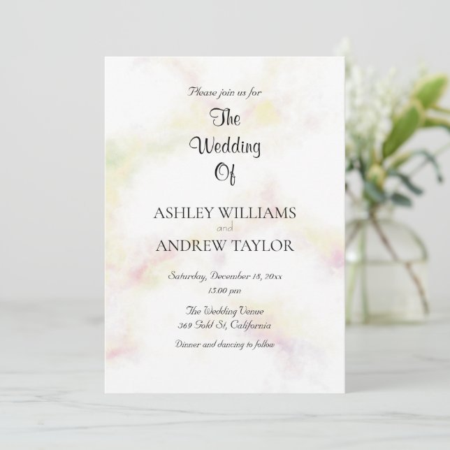 Colorful Cute Pattern Elegant Wedding Invitation (Standing Front)