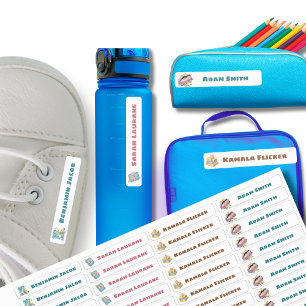 Colorful Cute Personalized Name Kids' Labels
