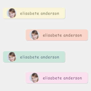 Colorful Cute Personalized Name Photo Waterproof Kids' Labels