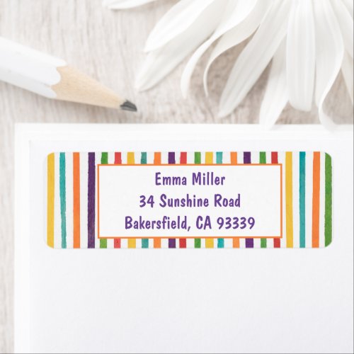 Colorful cute personalized return address label