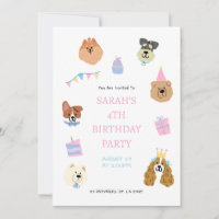 Colorful Cute Pet Birthday Party Invitation 