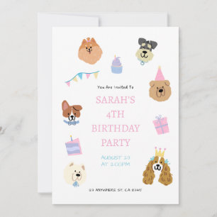 Colorful Cute Pet Birthday Party Invitation 