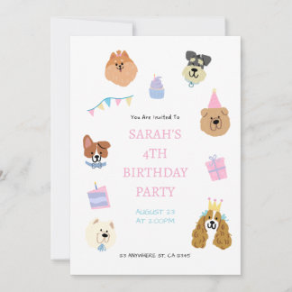 Colorful Cute Pet Birthday Party Invitation
